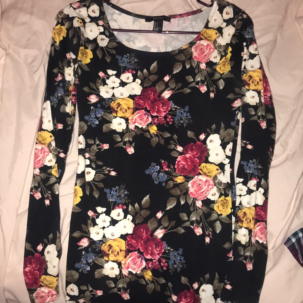 *RARE* floral print bodycon midi dress